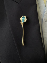 Natural London Blue Topaz Calla Brooch Pendant