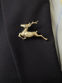 White Baroque Pearl Sri Lankan Sapphire Reindeer Deer Brooch, Pendant