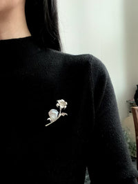 White Baroque Pearl Lily Flower Brooch, Pendant