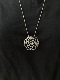 Silver diamond camellia brooch Pendant