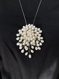 White Freshwater Pearl Flower Brooch Pendant