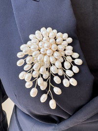 White Freshwater Pearl Flower Brooch Pendant
