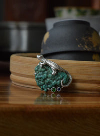 Natural Turquoise Sri Lankan Sapphire Lizard Brooch, Pendant.a one-of-a-kind piece in the world