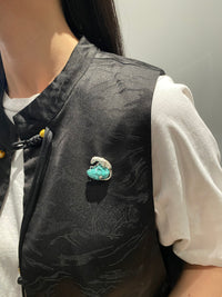 Natural Turquoise Sri Lankan Sapphire Chameleon Brooch, Pendant.one-of-a-kind piece in the world