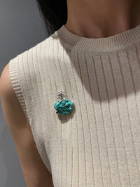 Natural Turquoise Sri Lankan Sapphire Frog Brooch, Pendant.a one-of-a-kind piece in the world