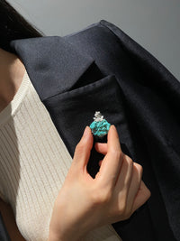 Natural Turquoise Sri Lankan Sapphire Frog Brooch, Pendant.a one-of-a-kind piece in the world