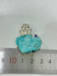 Natural Turquoise Sri Lankan Sapphire Frog Brooch, Pendant.a one-of-a-kind piece in the world
