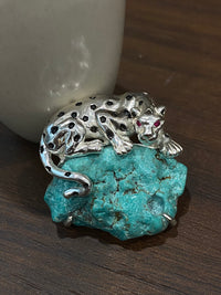 Natural Turquoise Mozambique Ruby Leopard Brooch, Pendant.a one-of-a-kind piece in the world