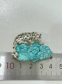 Natural Turquoise Mozambique Ruby Leopard Brooch, Pendant.a one-of-a-kind piece in the world