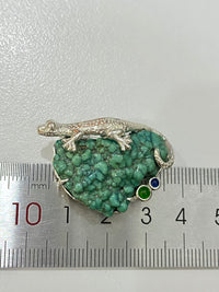 Natural Turquoise Sri Lankan Sapphire Lizard Brooch, Pendant.a one-of-a-kind piece in the world