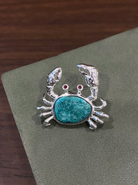 Natural Turquoise Mozambique Ruby/Sri Lankan Sapphire Crab Brooch, Pendant（one of a kind piece in the world）