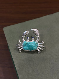 Natural Turquoise Mozambique Ruby/Sri Lankan Sapphire Crab Brooch, Pendant（one of a kind piece in the world）