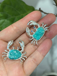 Natural Turquoise Mozambique Ruby/Sri Lankan Sapphire Crab Brooch, Pendant（one of a kind piece in the world）