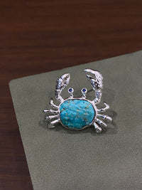 Natural Turquoise Mozambique Ruby/Sri Lankan Sapphire Crab Brooch, Pendant（one of a kind piece in the world）
