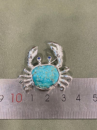 Natural Turquoise Mozambique Ruby/Sri Lankan Sapphire Crab Brooch, Pendant（one of a kind piece in the world）