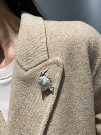 White Freshwater Baroque Pearl Bird Brooch, Pendant（one of a kind piece in the world）