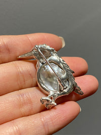 White Freshwater Baroque Pearl Bird Brooch, Pendant（one of a kind piece in the world）