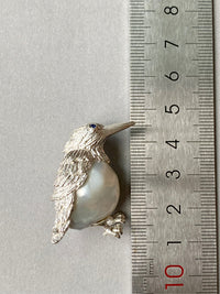 White Freshwater Baroque Pearl Bird Brooch, Pendant（one of a kind piece in the world）