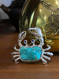 Natural Turquoise Mozambique Ruby/Sri Lankan Sapphire Crab Brooch, Pendant（one of a kind piece in the world）