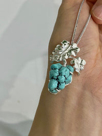 Natural Turquoise Sri Lankan Sapphire Grape Brooch, Pendant（one of a kind piece in the world）