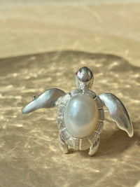 White Freshwater Baroque Pearl Mozambique Ruby Turtle Brooch, Pendant（one of a kind piece in the world）
