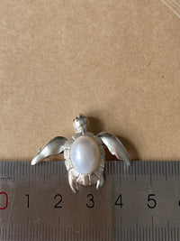 White Freshwater Baroque Pearl Mozambique Ruby Turtle Brooch, Pendant（one of a kind piece in the world）