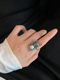 Black Seawater Pearl Spider Ring（one of a kind piece in the world）