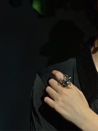 Black Seawater Pearl Spider Ring（one of a kind piece in the world）