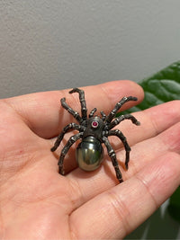 Black Seawater Pearl Spider Brooch, Pendant（one of a kind piece in the world）