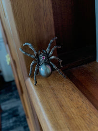 Black Seawater Pearl Spider Brooch, Pendant（one of a kind piece in the world）