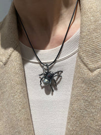 Black Seawater Pearl Spider Brooch, Pendant（one of a kind piece in the world）