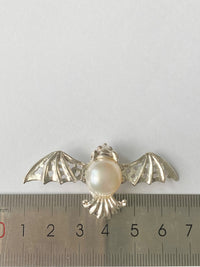 White Freshwater Baroque Pearl Mozambique Ruby Bat Brooch, Pendant（one of a kind piece in the world）