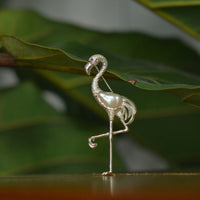 White Baroque Pearl Sri Lankan Sapphire Flamingo Brooch, Pendant