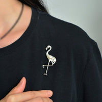 White Baroque Pearl Sri Lankan Sapphire Flamingo Brooch, Pendant
