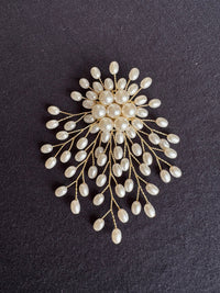 White Artificial Pearl Flower Brooch