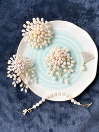 White Freshwater Pearl Flower Brooch Pendant