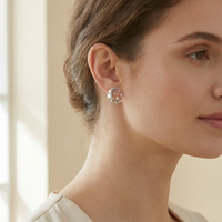 Moon and Stars Sterling Silver Stud Earrings - Lifestyle