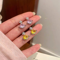 Celestial Cross & Star Zirconia Hoop Earrings