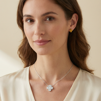 S925 Silver Interlocking Clover Necklace with Moissanite - Lifestyle