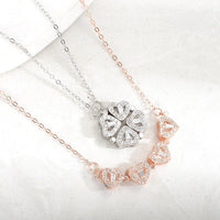Four-Leaf Clover Necklace with Scattered CZ - front view on cream background