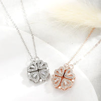 Four-Leaf Clover Necklace with Scattered CZ - detail close-up showing craftsmanship