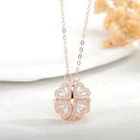 Four-Leaf Clover Necklace with Scattered CZ - alternate angle showing texture
