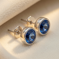 Evil Eye CZ Screw Stud Earrings - close-up detail of CZ stone