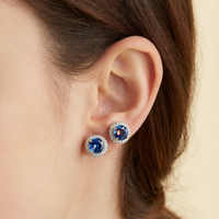 Evil Eye CZ Screw Stud Earrings - lifestyle model wearing