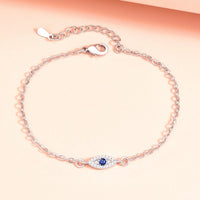 Silver Evil Eye CZ Pendant Bracelet with Micro-Pave Setting