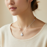 S925 Silver Micro-Pave CZ Mini Disc Charm Pendant - Lifestyle