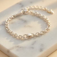 S925 Sterling Silver Charm Base Chain Bracelet - Detail Close-up