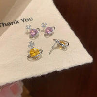Celestial Cross & Star Zirconia Hoop Earrings
