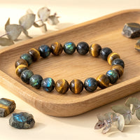 Labradorite and Tiger Eye Stone Beaded Bracelet - layering and stacking suggestion