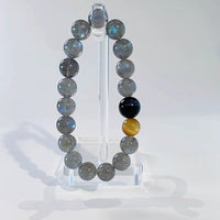 Labradorite and Tiger Eye Stone Beaded Bracelet - model wearing - lifestyle styling